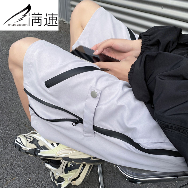 Muszoom美式山系机能冲锋短裤男夏季潮牌痞帅户外防水直筒工装裤