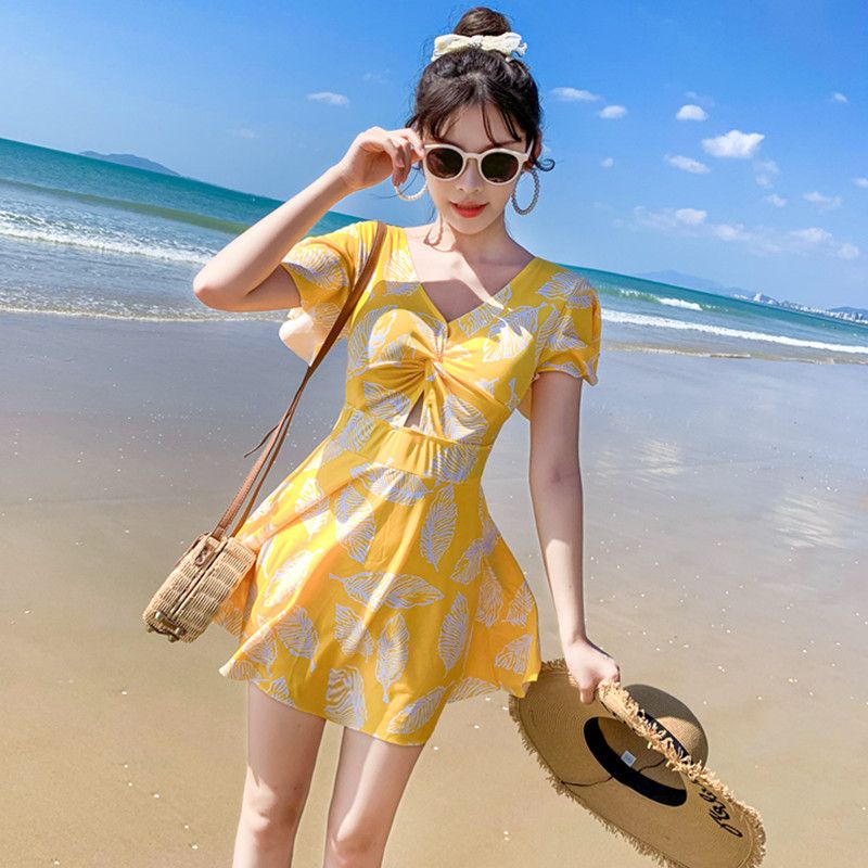 2023 new swimsuit women's one-piece boxer conservative slimming cover belly Korean version sexy plus size hot spring swimming suit for women