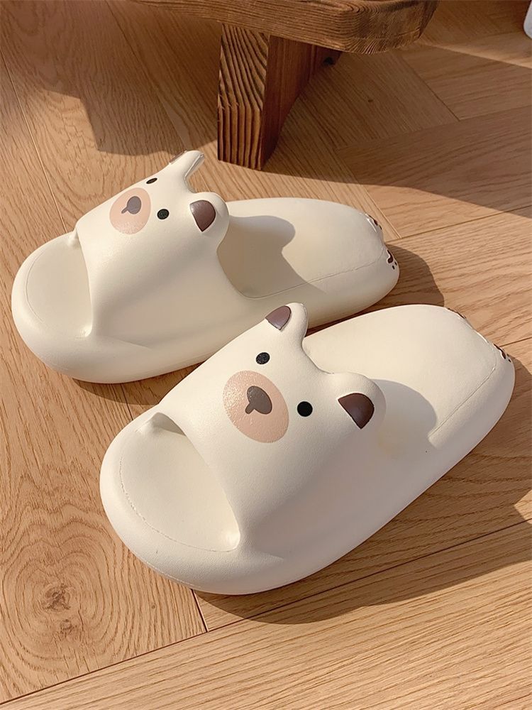 Thin strips soft cute bear EVA sandals Korean version of the net red new anti-slip female summer home couple sandals and slippers male