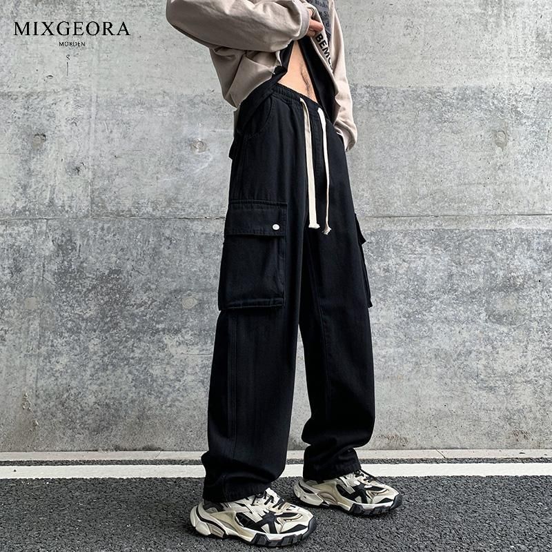 MIX GEORA pure cotton work pants men's spring and autumn high street trend loose American retro straight casual pants