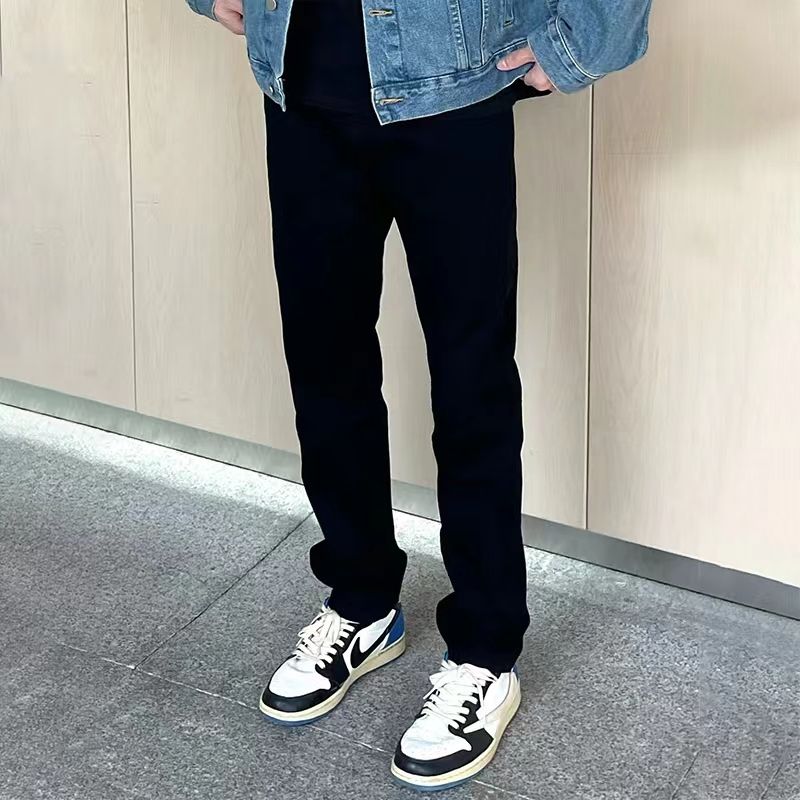黑色修身直筒牛仔褲男款美式寬鬆ins潮流復古水洗垂感休閒褲子男