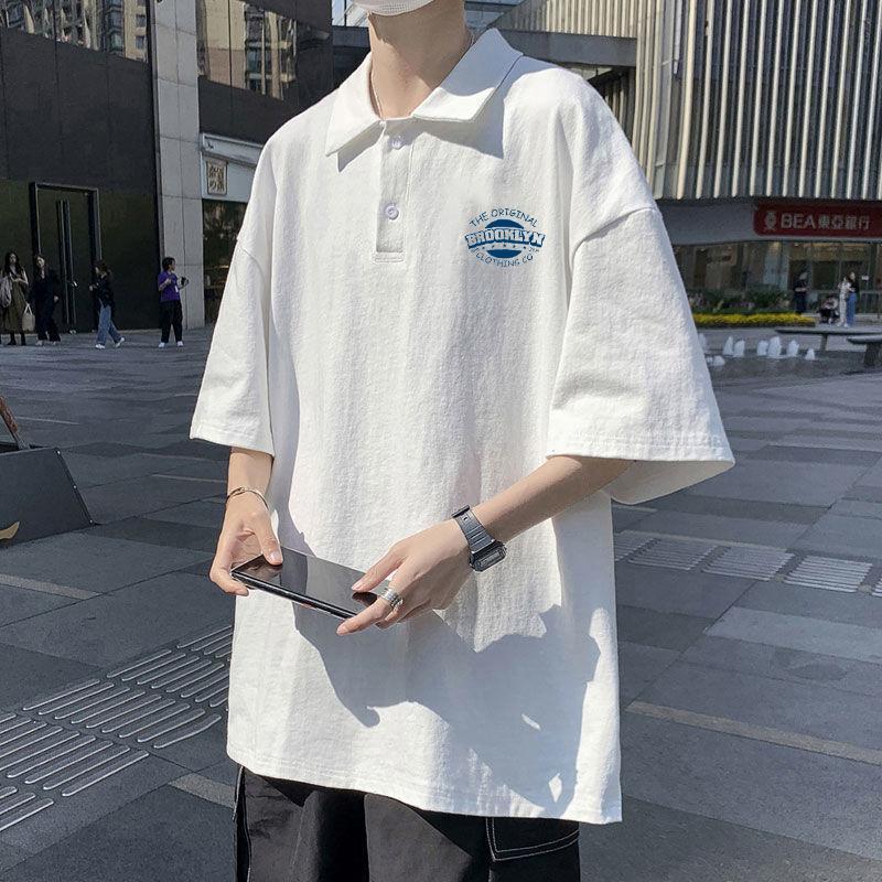 純棉polo衫男士ins潮牌薄款翻領短袖T恤夏季新款帥氣寬鬆百搭半袖