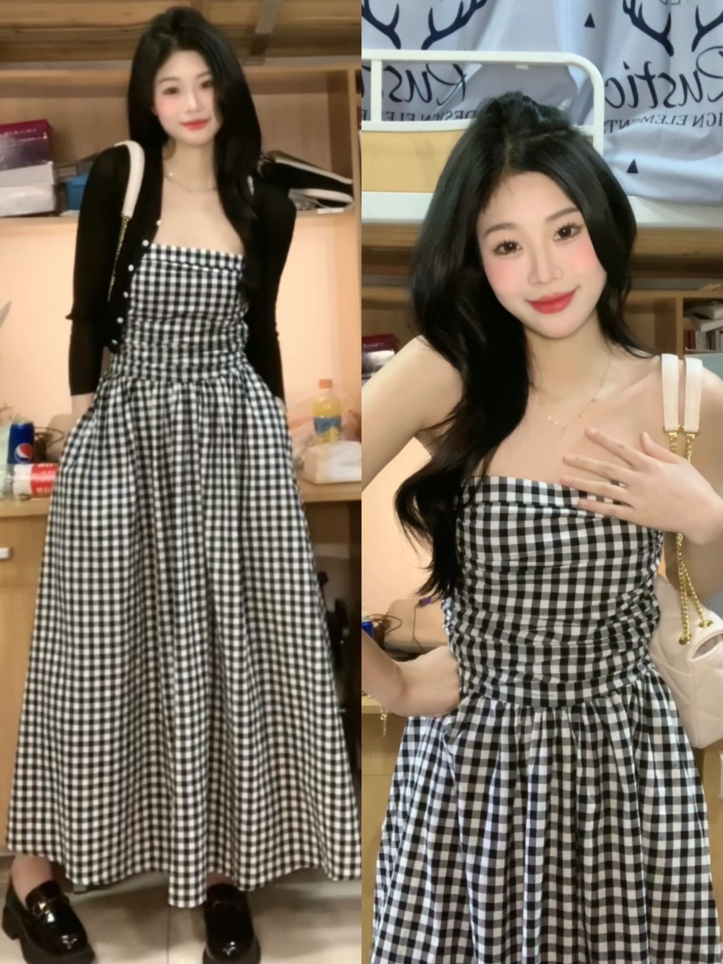 早春秋小個子一整套韓劇茶系穿搭針織開衫+裹胸連衣裙單/兩件套裝