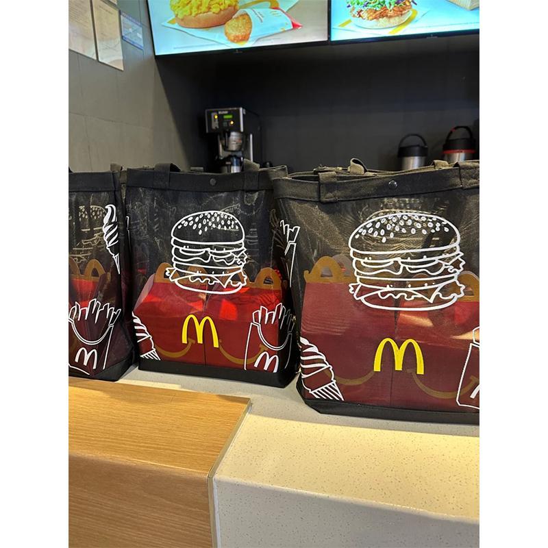 小紅書同款麥當勞周邊網紗摺疊環保購物袋大容輕便手提托特包