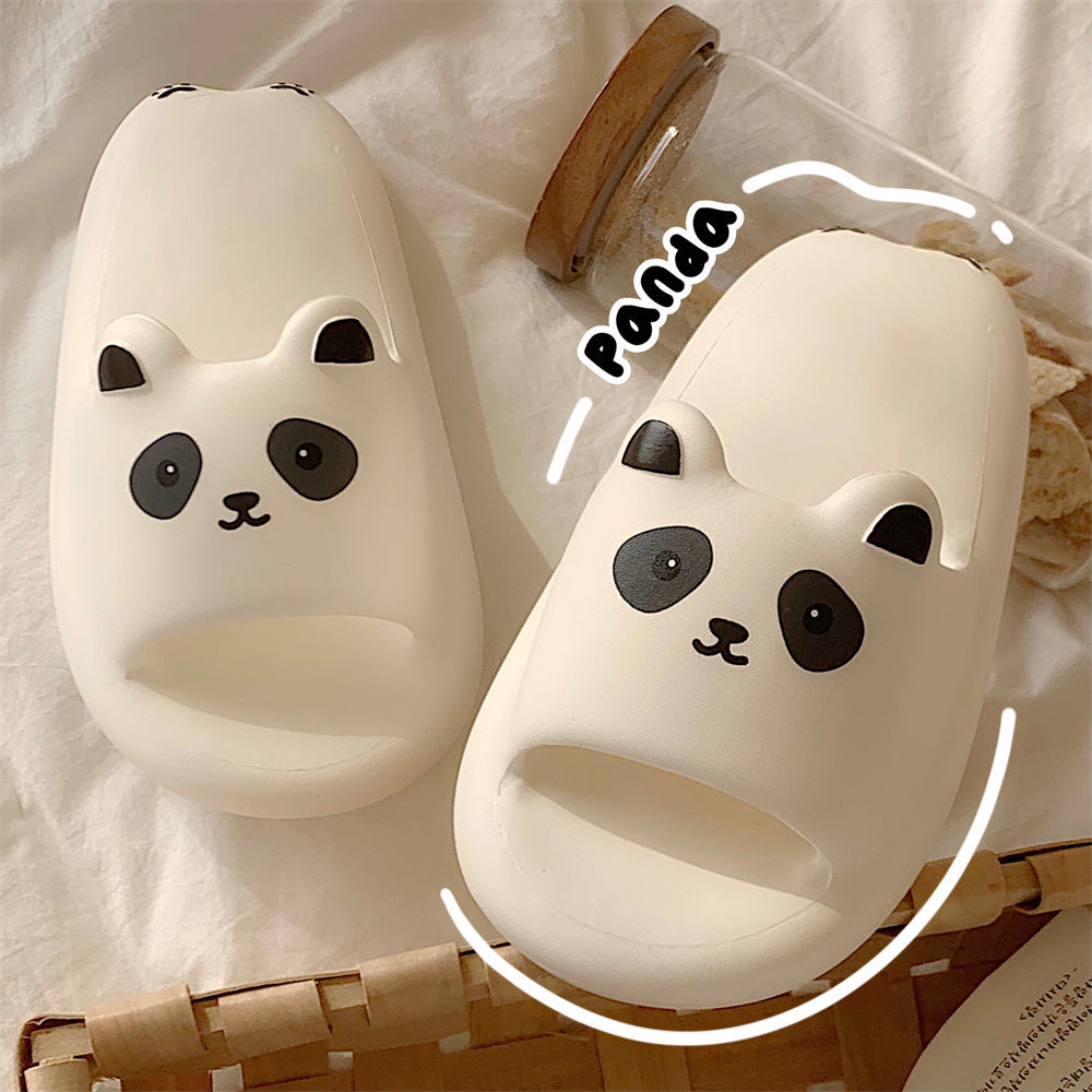 Thin strip ins male and female cute panda soft bottom slippers summer indoor home thick bottom casual bathroom sandals and slippers
