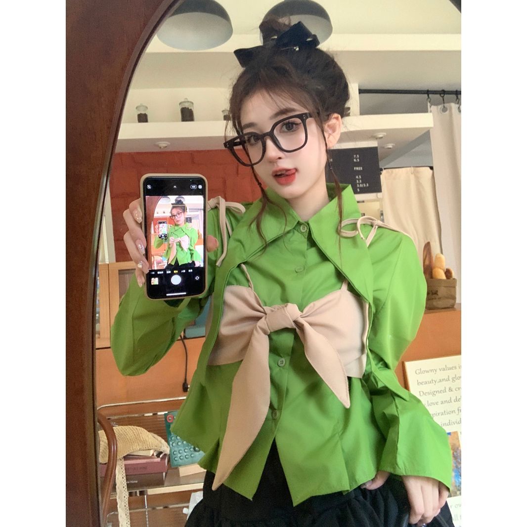 春季2023新款ins港風超仙少女感百搭襯衣寬鬆百搭爆款長袖襯衫潮