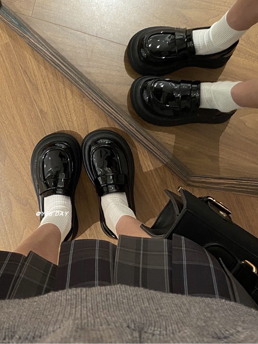 日系jk學院風圓頭厚底瑪麗珍小皮鞋女2023春季新款復古百搭制服鞋