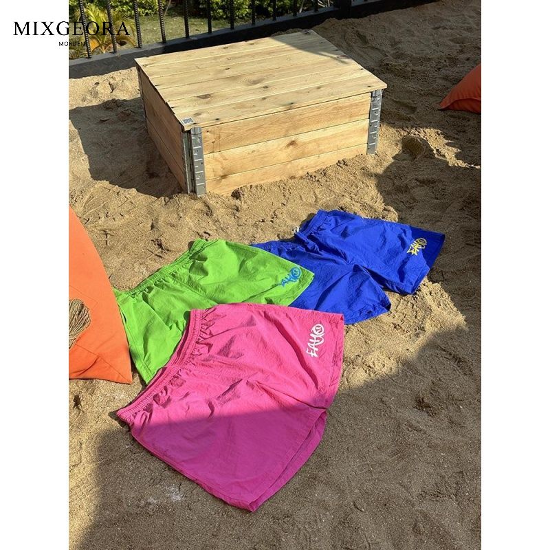 MIX GEORA美式海边沙滩裤子男女夏季冰丝宽松休闲潮流五分短裤男