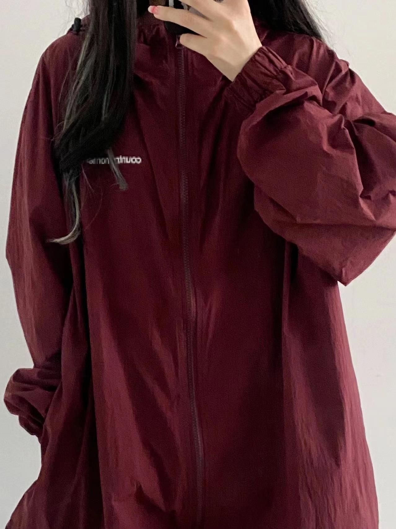 Burgundy West Coast Overseas Jacket Women's High Street Jacket American Couple Wear Summer Thin Sun Protection Clothing