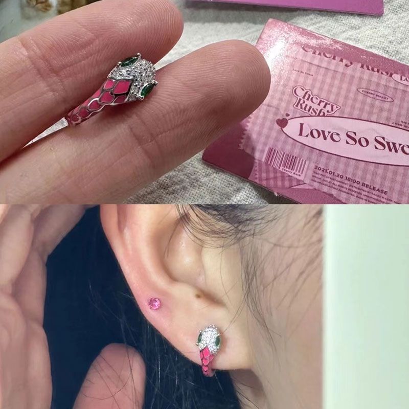 不對稱蛇形鋯石耳扣小眾氣質高級感簡約輕奢設計感耳環百搭復古潮