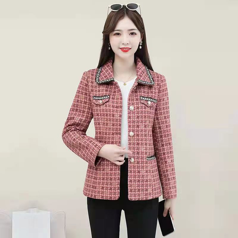 Xiaoxiangfeng jacket for women spring and autumn 2023 new Korean style temperament for age reduction spring slimming plaid suit top for women