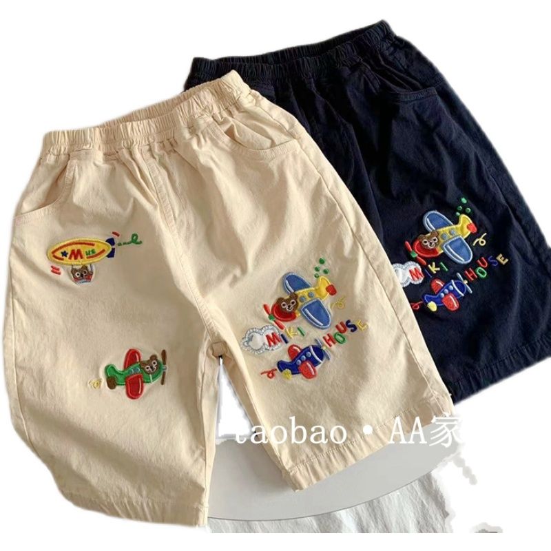 日系新款男童短裤夏季儿童纯棉梭织卡通小飞机五分裤宝宝薄款中裤