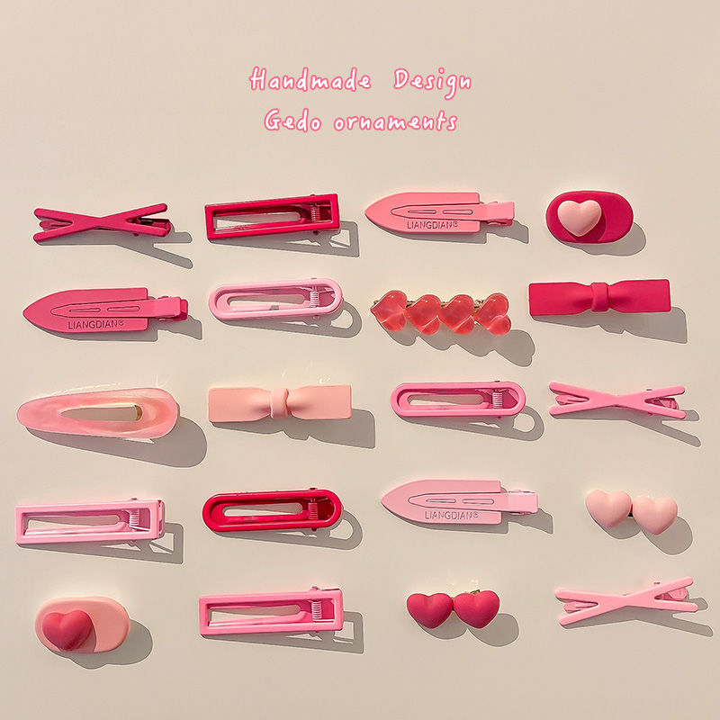 Pink bangs small hairpin female 2023 new children's forehead duckbill clip side broken hair seamless hairpin headdress