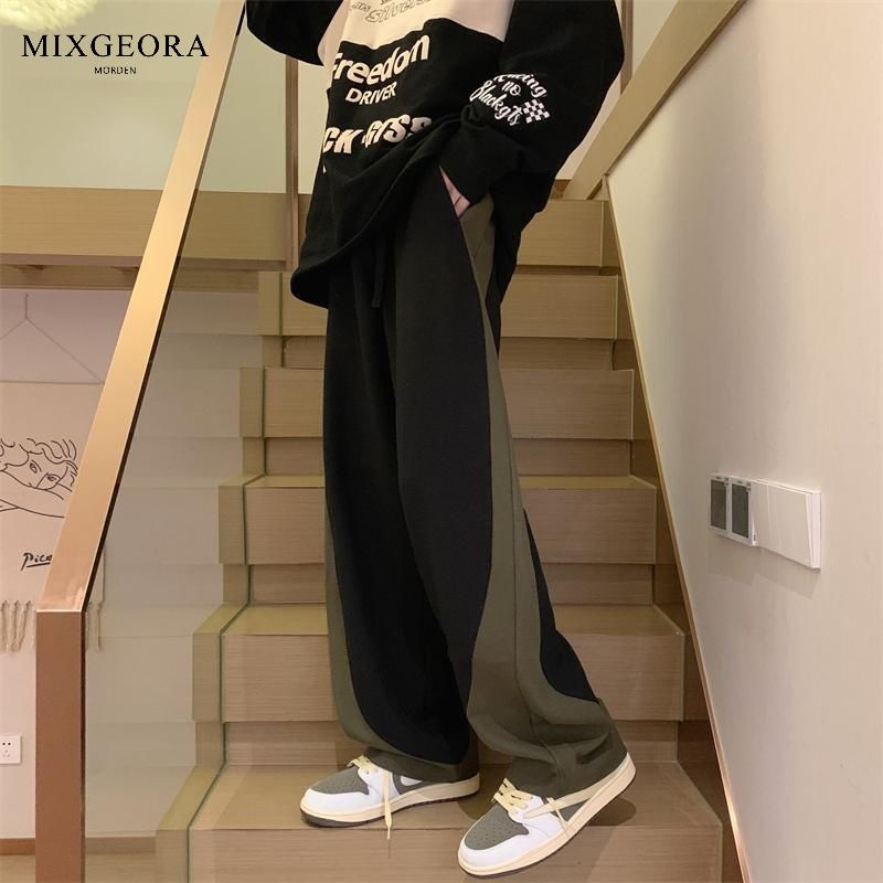 MIX GEORA American retro striped heavyweight sweatpants men's spring and autumn casual straight-leg trendy brand loose trendy trousers