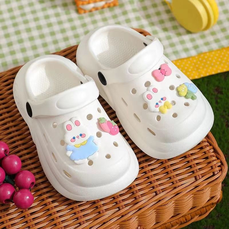 新款EVA超软厚底洞洞鞋儿童可爱兔子男女宝宝居家防滑防臭包头鞋