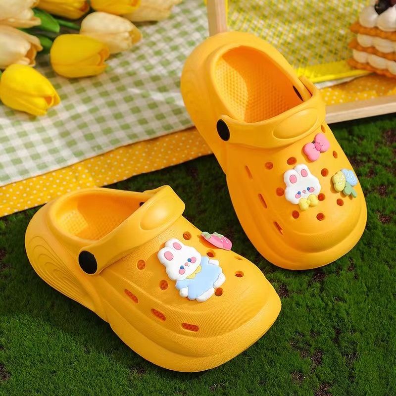 新款EVA超软厚底洞洞鞋儿童可爱兔子男女宝宝居家防滑防臭包头鞋