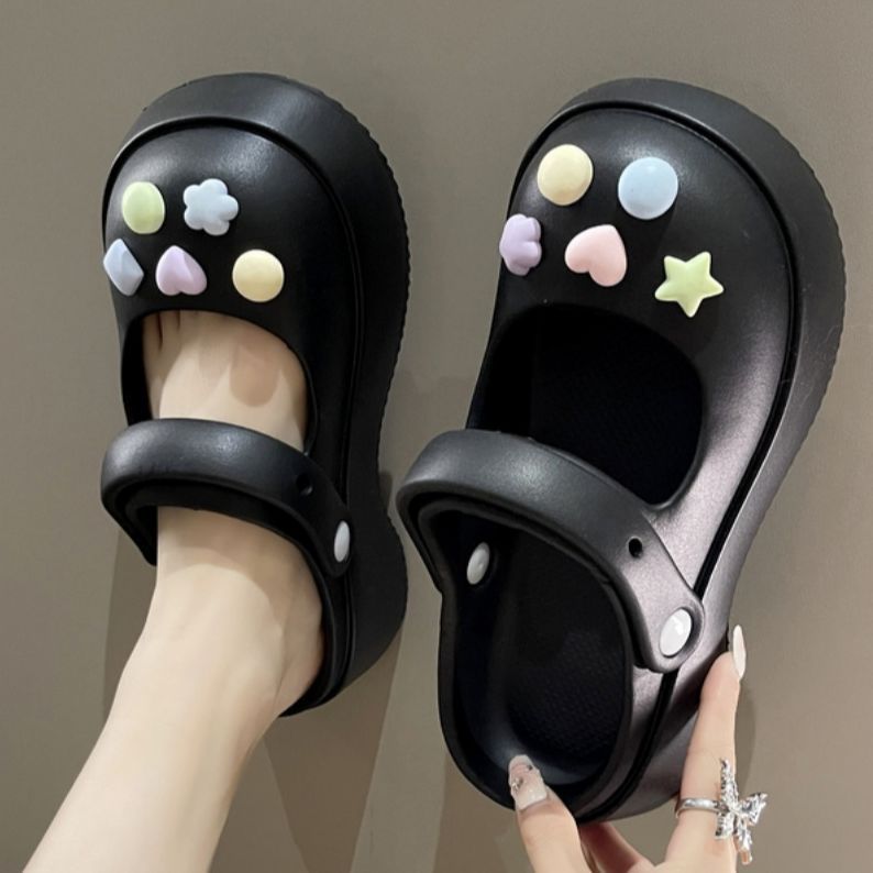 Hole shoes women's summer non-slip thick-soled beach shoes 2023 new cute Baotou French style sandals and slippers