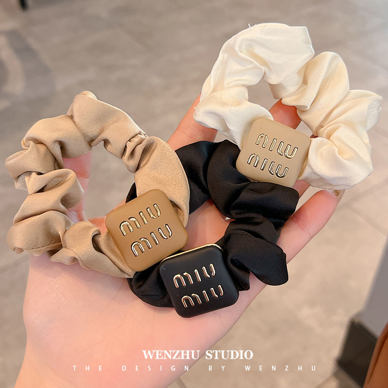 Korean high-end letter hair band, feminine style, large intestine circle, head rope with ponytail, elegant rubber band with hair rope headgear