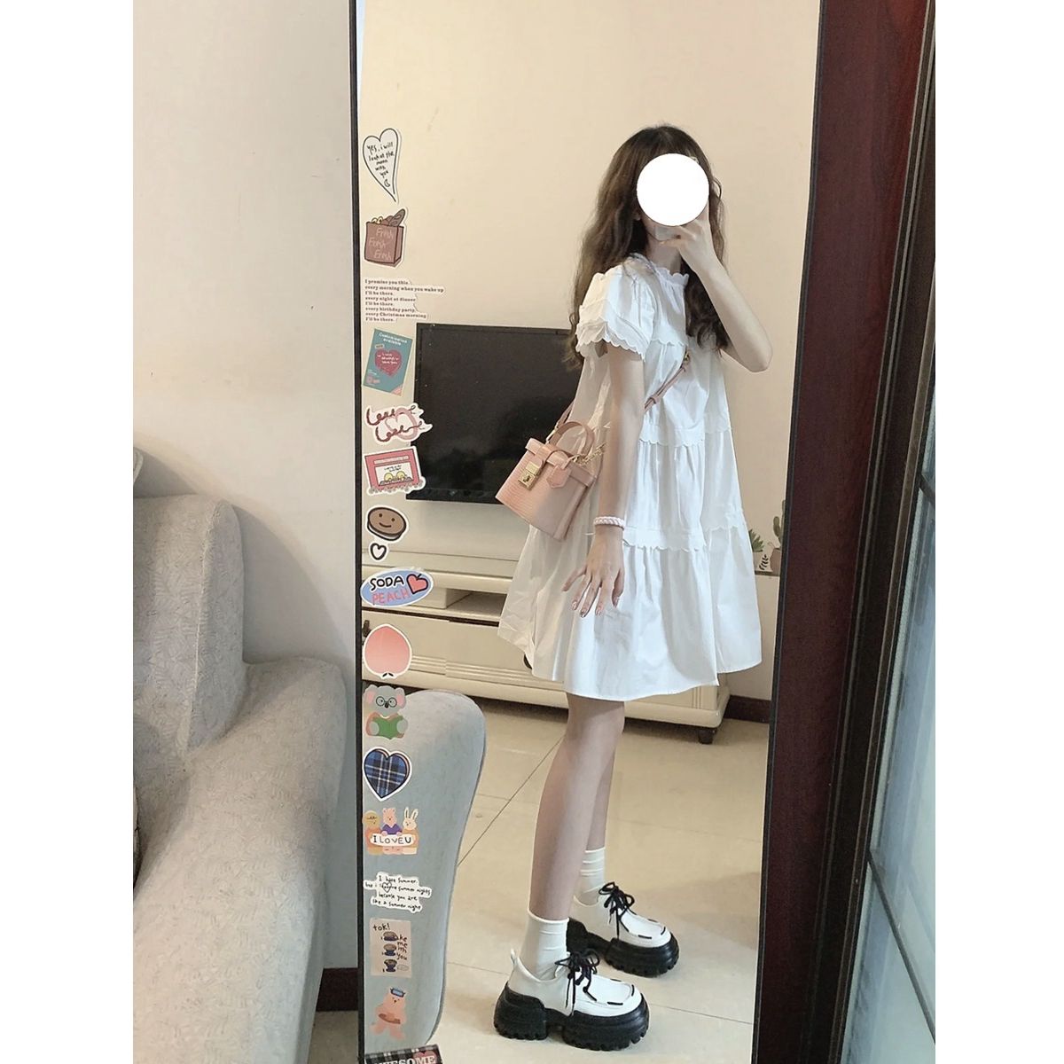 Summer gentle wind small flying sleeve white dress female French small sweet sweet age-reducing milk sweet doll short skirt