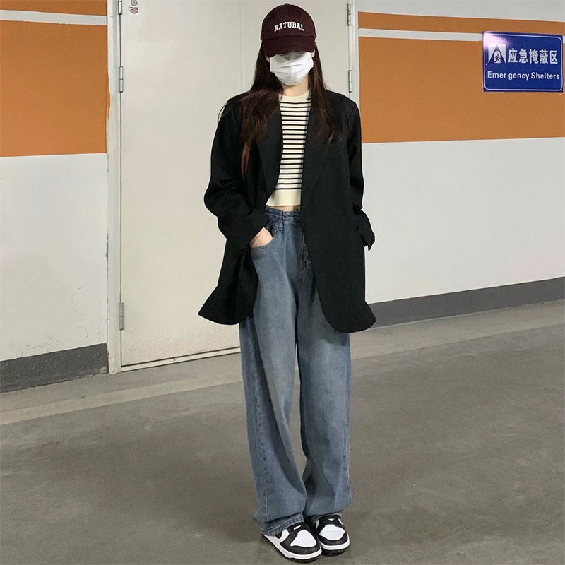 Black small blazer women's short 2023 spring and autumn new high-end design small loose casual suit