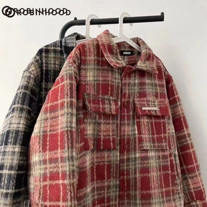 Amerikansk rutete kåpe Herre vårhøst polojakke trendy merke Raspy og Shuai Fried Street_voghion.com