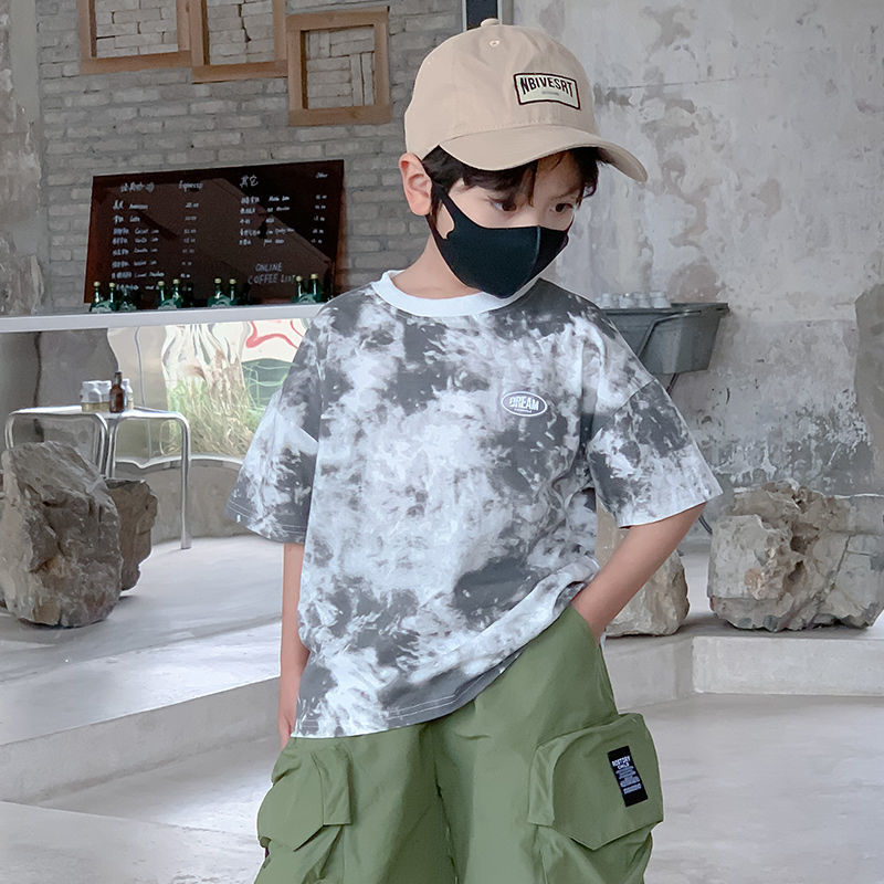 Children's clothing boys' short-sleeved 2023 summer new medium and large children's cool and handsome casual summer clothes boys' Internet celebrity style T-shirt