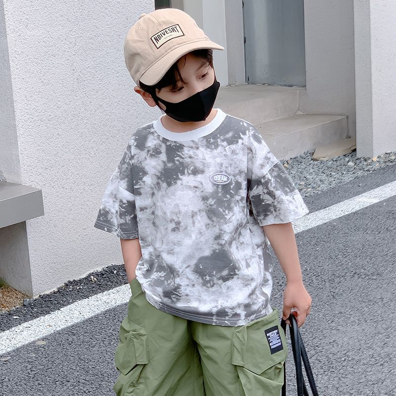 Children's clothing boys' short-sleeved 2023 summer new medium and large children's cool and handsome casual summer clothes boys' Internet celebrity style T-shirt