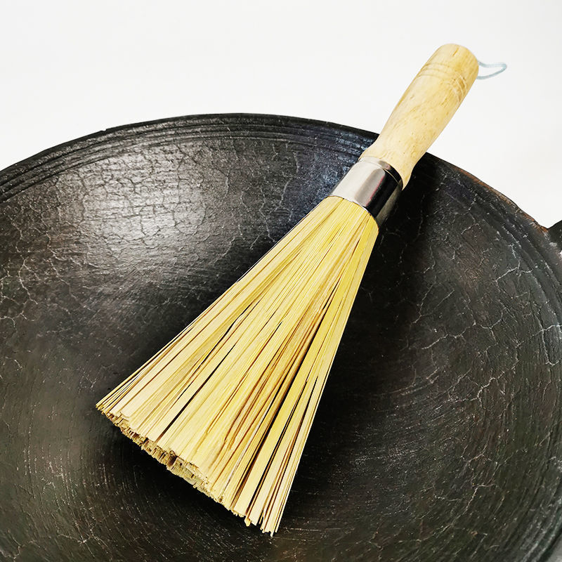 【送粘钩】厨师刷锅神器天然竹刷把刷锅刷长柄洗锅刷子不沾油刷子