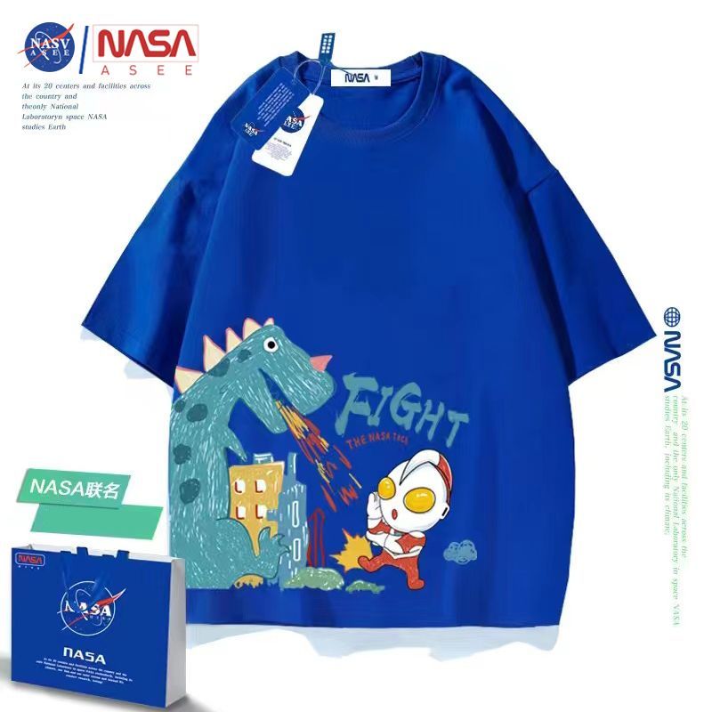 NASA joint children's clothing Altman cotton short-sleeved summer loose casual men's and women's T-shirt loose half-sleeved