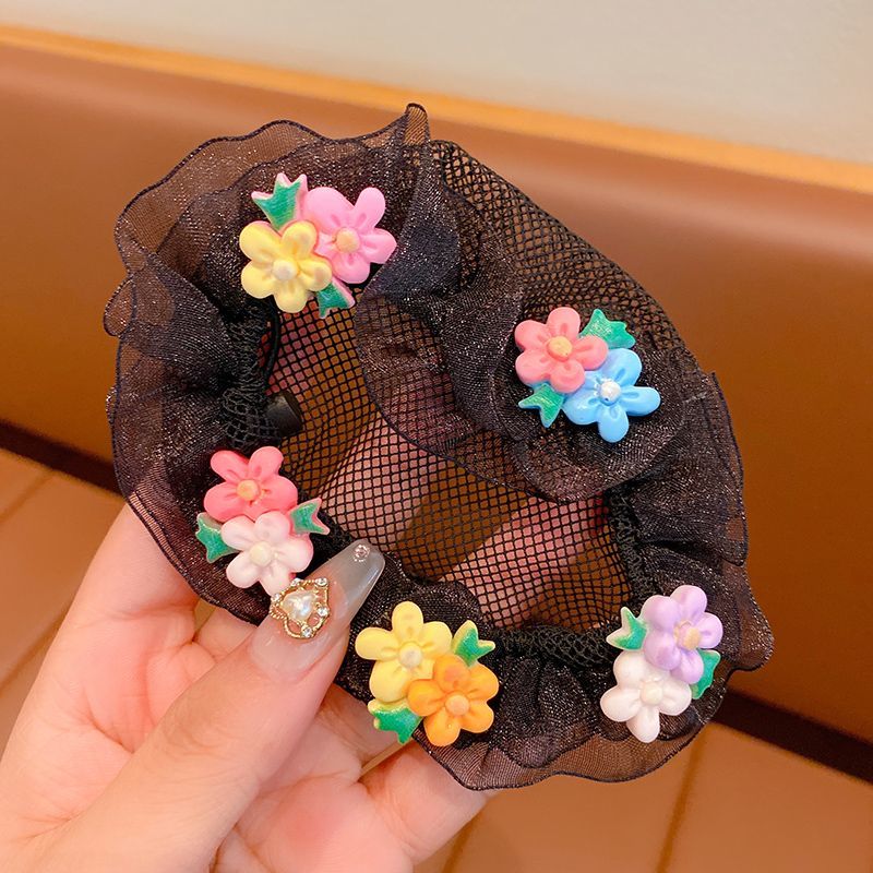 Children's dance special hair net for girls with round hair and lazy people's artifact summer hair net pocket head flower hair accessories