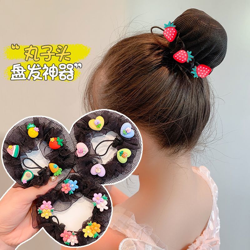 Children's dance special hair net for girls with round hair and lazy people's artifact summer hair net pocket head flower hair accessories