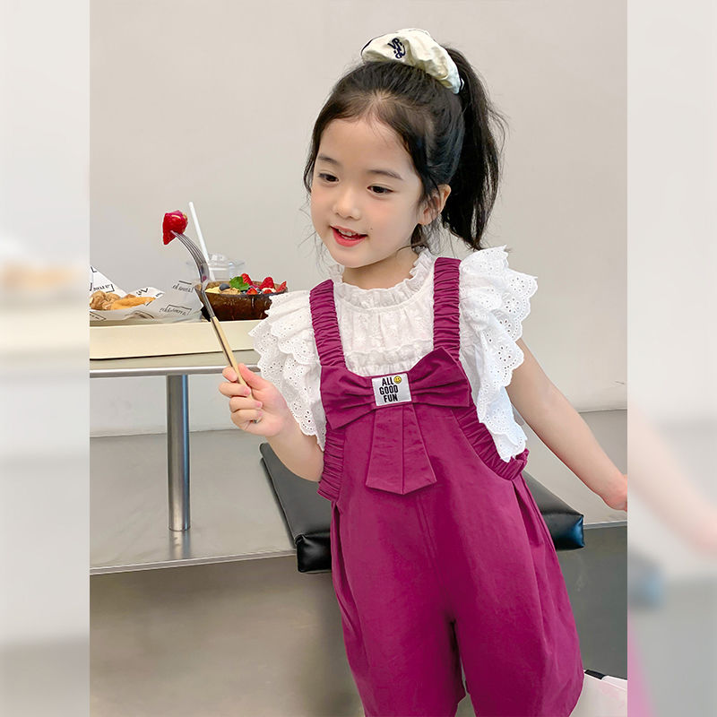 Girls overalls 2023 summer new children's fashion casual pants baby fashion fried street shorts summer dress