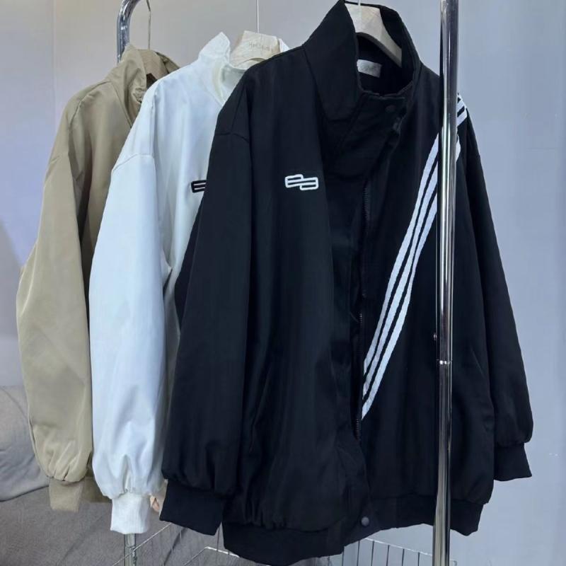 Spring and Autumn Letter Embroidered Three Stripes Couple Jackets Women's Outerwear Loose Jackets Tops Versatile Baseball Uniforms