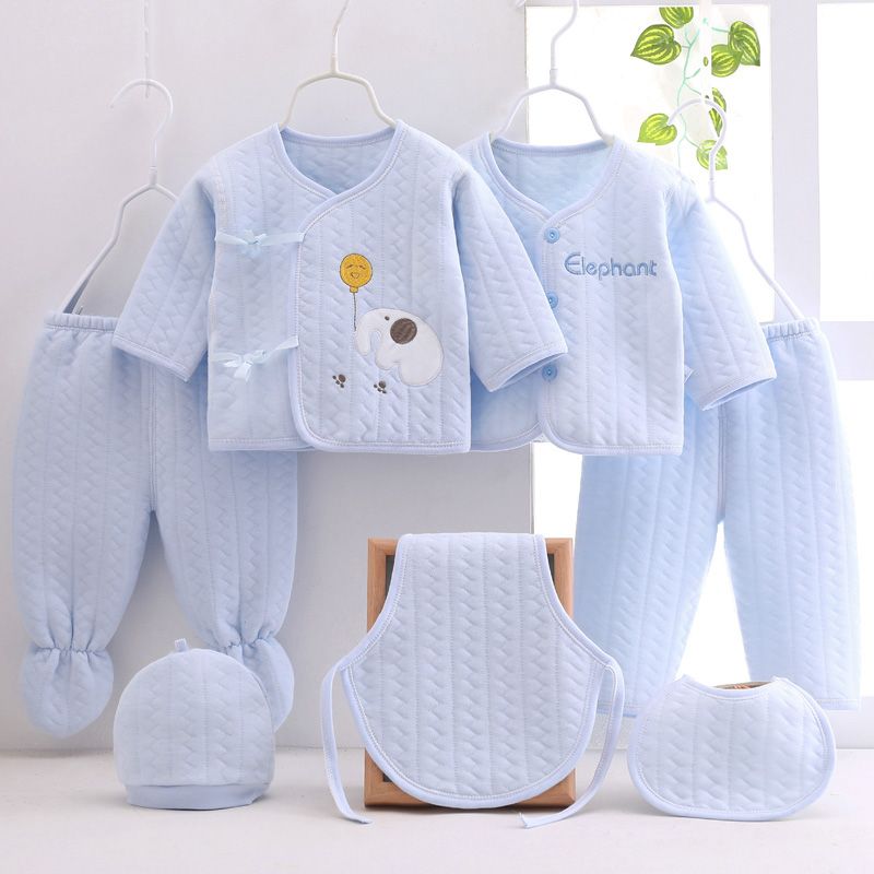 Baby underwear set, infant cotton set, baby gift, newborn pure cotton warm 7-piece set, autumn and winter style