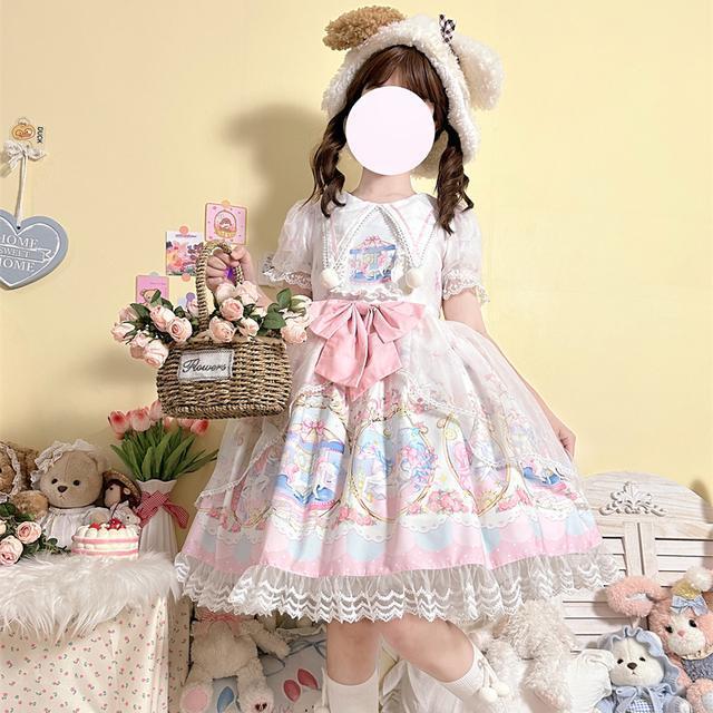 [Merry-Go-Round Horse Music] Korean Mushroom Cool ~ Factory Original Design Lolita Dress Cute Short-sleeved Op Dress Female