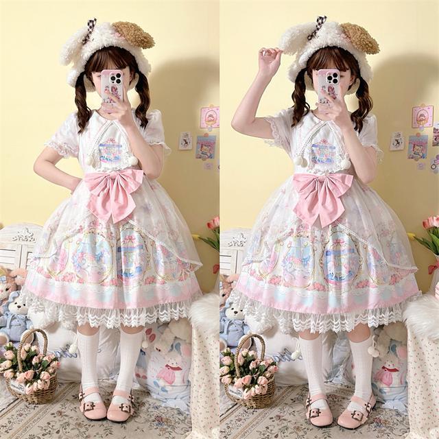 [Merry-Go-Round Horse Music] Korean Mushroom Cool ~ Factory Original Design Lolita Dress Cute Short-sleeved Op Dress Female