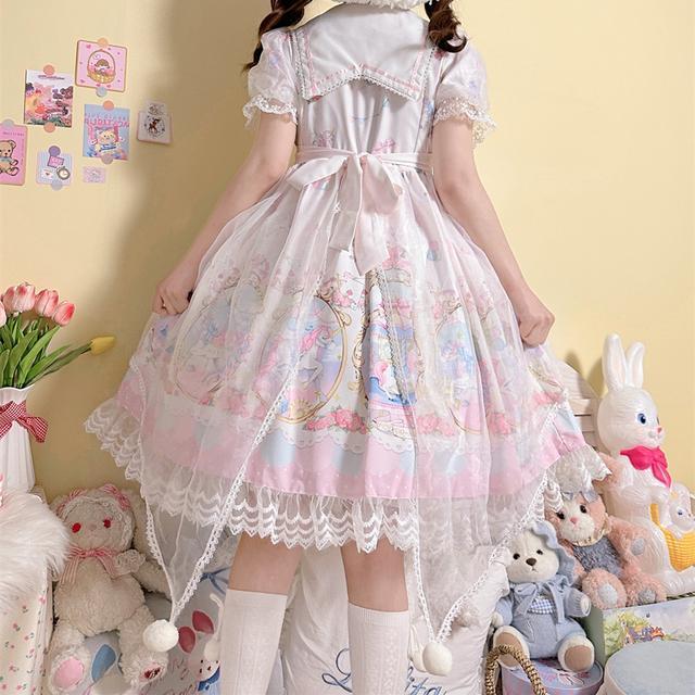 [Merry-Go-Round Horse Music] Korean Mushroom Cool ~ Factory Original Design Lolita Dress Cute Short-sleeved Op Dress Female