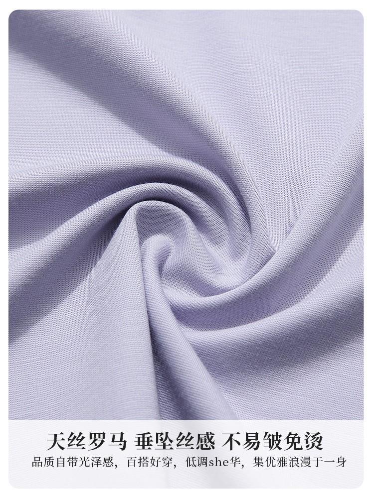 紫色Polo领绣花泡泡短袖t恤女2023夏季新款上衣正肩好看显瘦别致