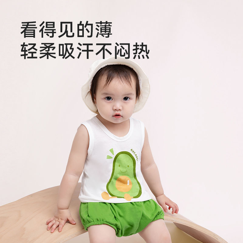 婴儿套装夏季宝宝无袖背心短裤1岁夏装幼童衣服薄款男女童纯棉T恤