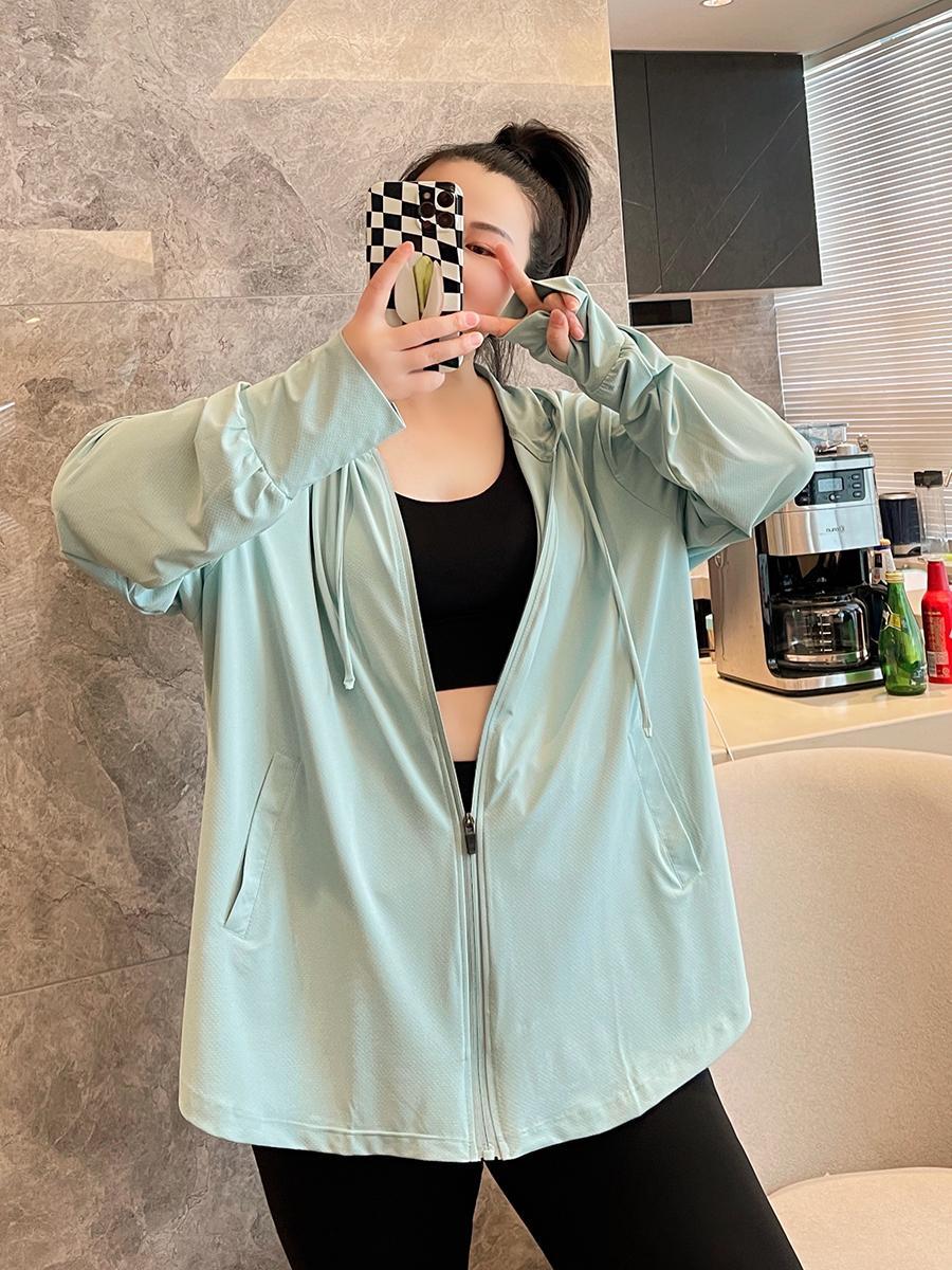 Large size fat mm 300 pounds upf50 sun protection jacket for women  summer new loose long-sleeved anti-UV top