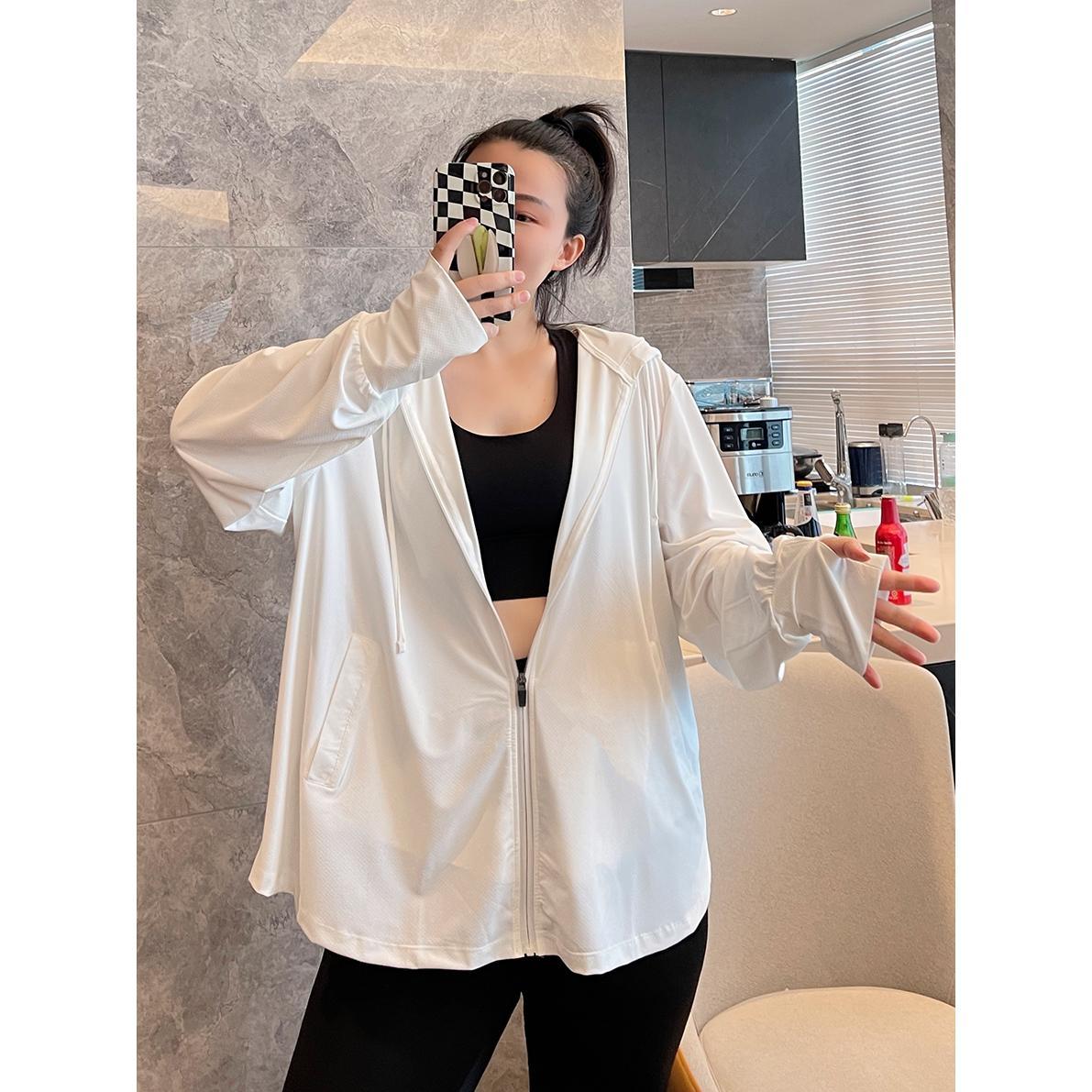 Large size fat mm 300 pounds upf50 sun protection jacket for women  summer new loose long-sleeved anti-UV top