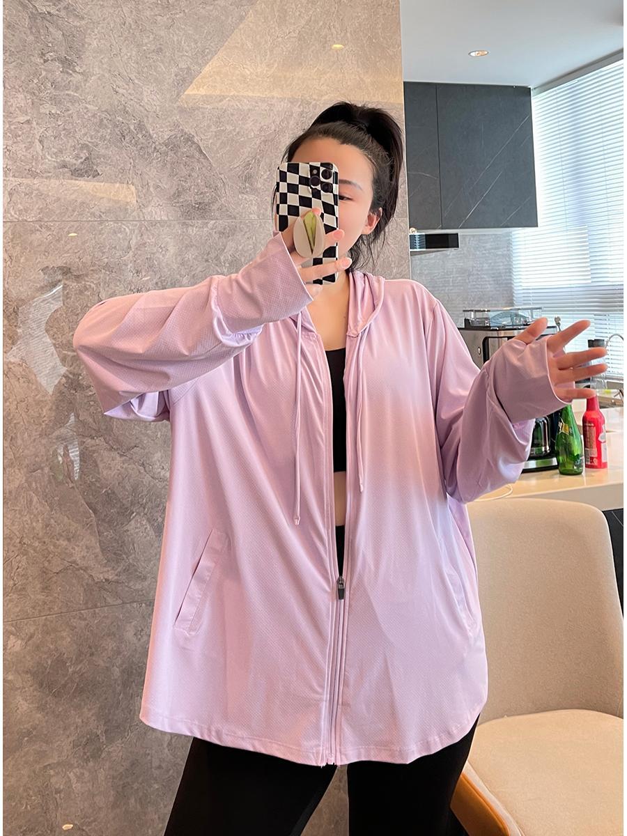 Large size fat mm 300 pounds upf50 sun protection jacket for women  summer new loose long-sleeved anti-UV top