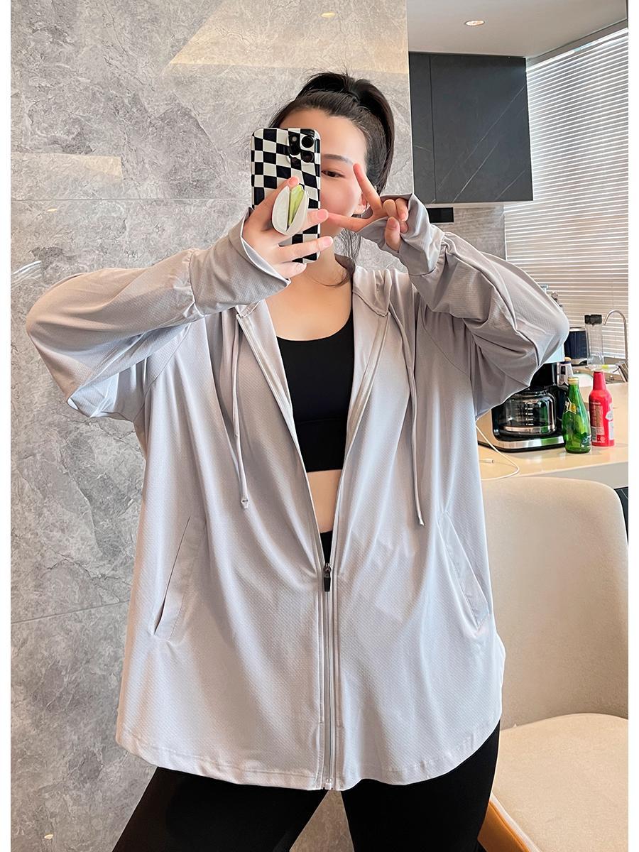 Large size fat mm 300 pounds upf50 sun protection jacket for women  summer new loose long-sleeved anti-UV top