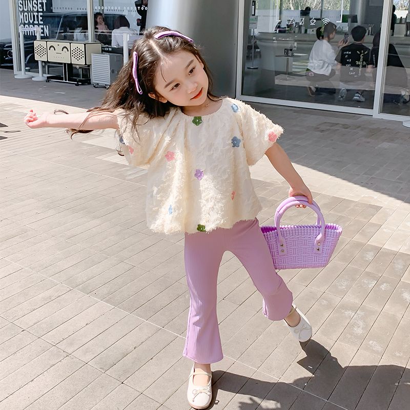 女童套裝夏款2023新款洋氣時髦夏季韓系童裝一整套女寶寶兩件套潮