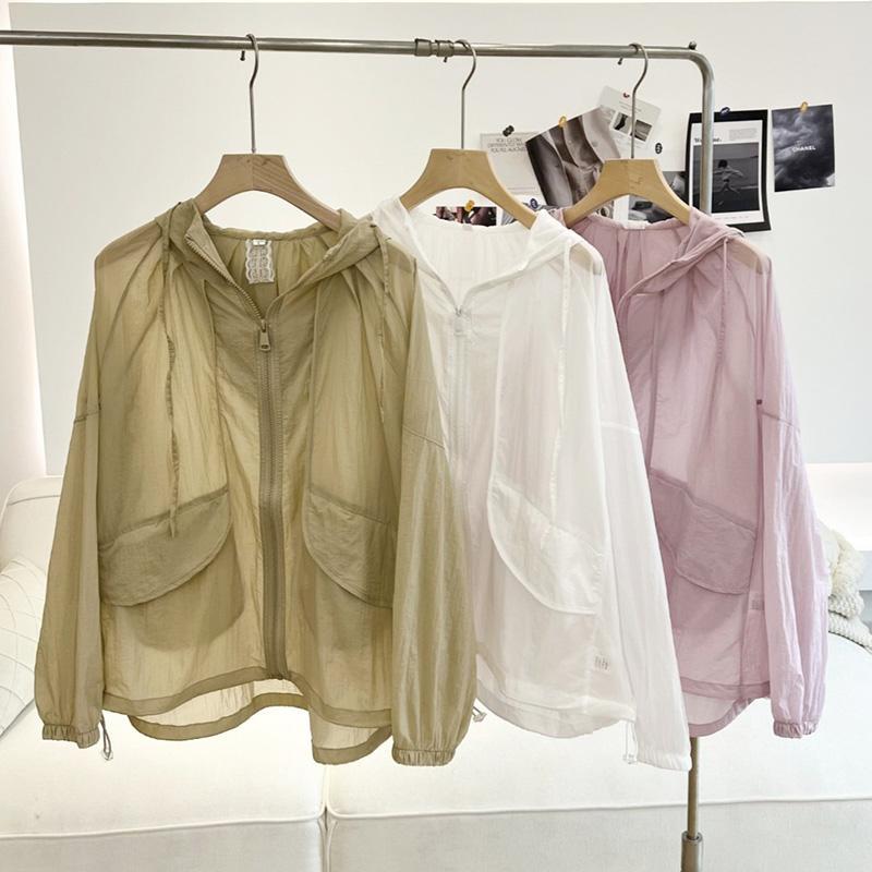 Ultra-light sun protection clothing for women 2023 summer new casual breathable windproof skin clothing loose solid color hooded jacket