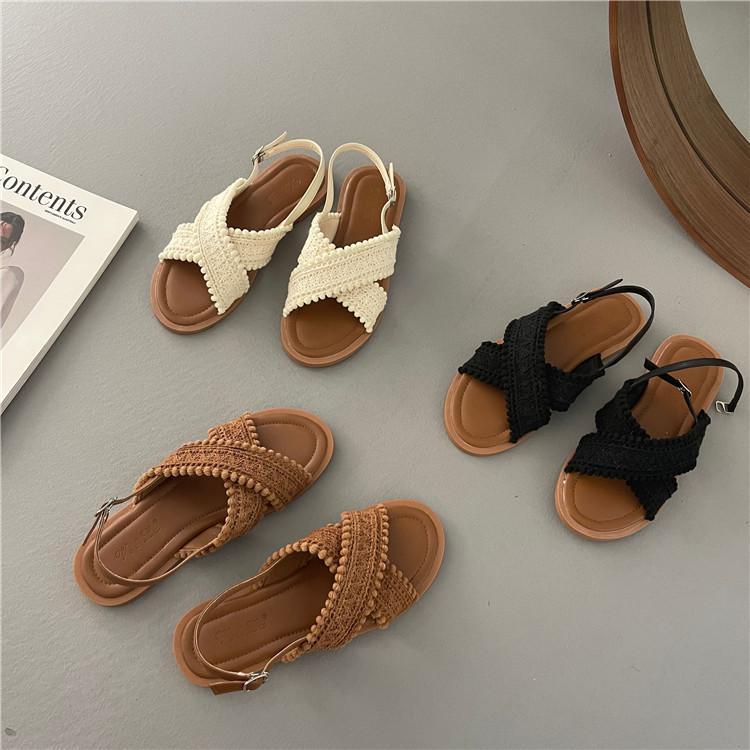 Great to wear summer new all-match retro national style bohemian fairy style cross Roman sandals