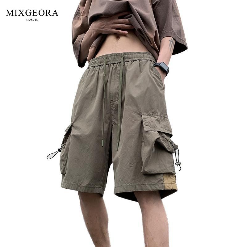 MIX GEORA美式复古工装短裤男夏季薄款休闲运动潮牌大口袋五分裤
