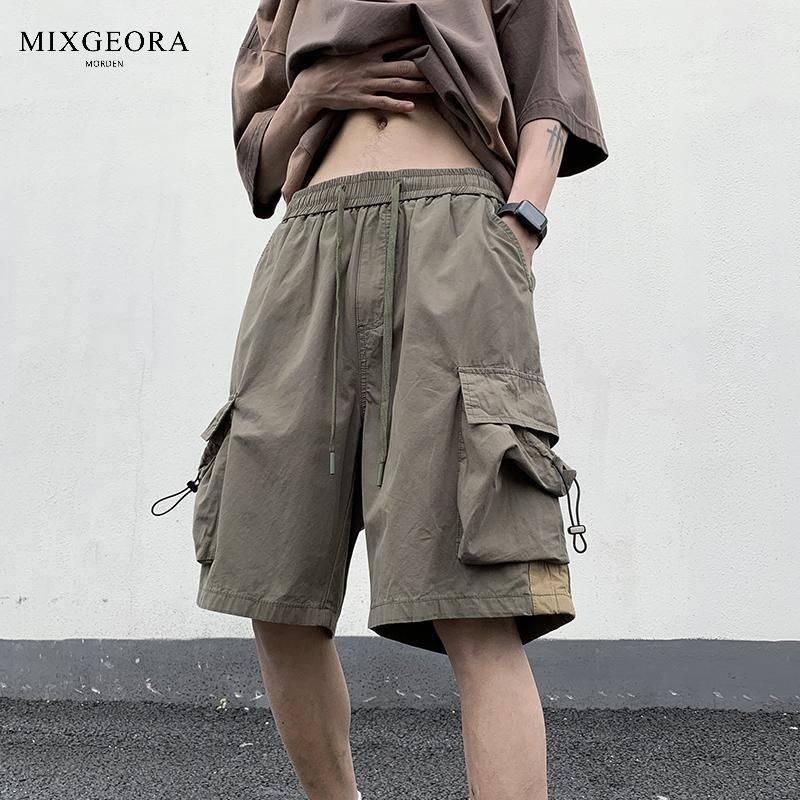 MIX GEORA美式复古工装短裤男夏季薄款休闲运动潮牌大口袋五分裤