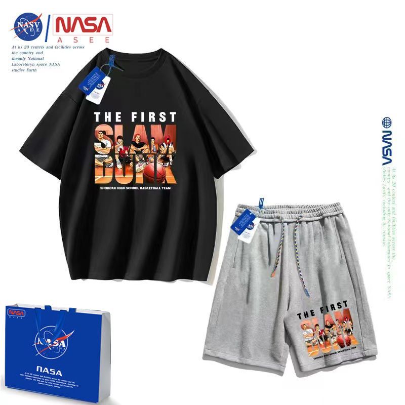 NASA官方日系灌篮高手樱花木道流川枫短袖T恤短裤五分裤亲子套装