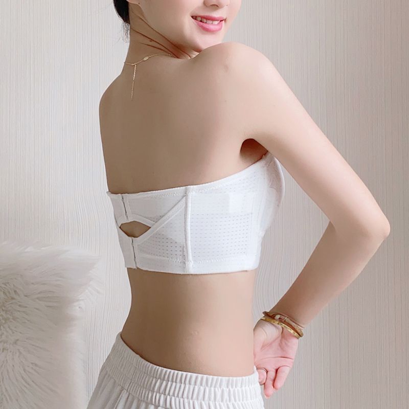 Fairy Orchid Butterfly White Strapless Tube Top Beautiful Back Underwear Women's Non-slip Gather Big Breast Show Small Wrapped Chest Halter Bra